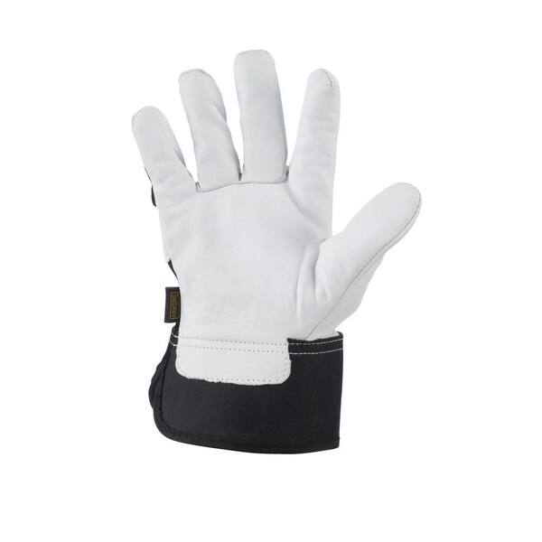 Rugged Goatskin Leather Gloves with Safety Cuff and Soft Fleece Lining 