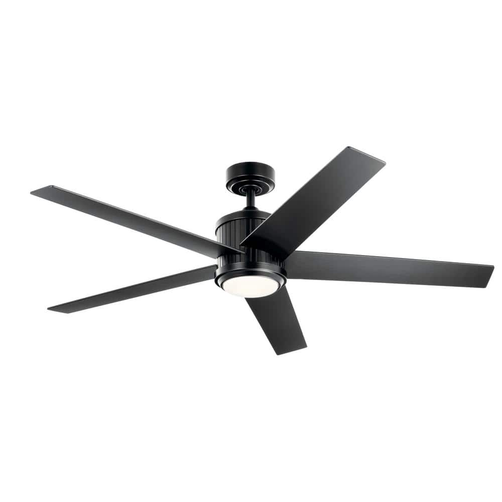 UPC 783927000109 product image for Brahm 56 in. Indoor Satin Black Downrod Mount Ceiling Fan with Integrated LED wi | upcitemdb.com