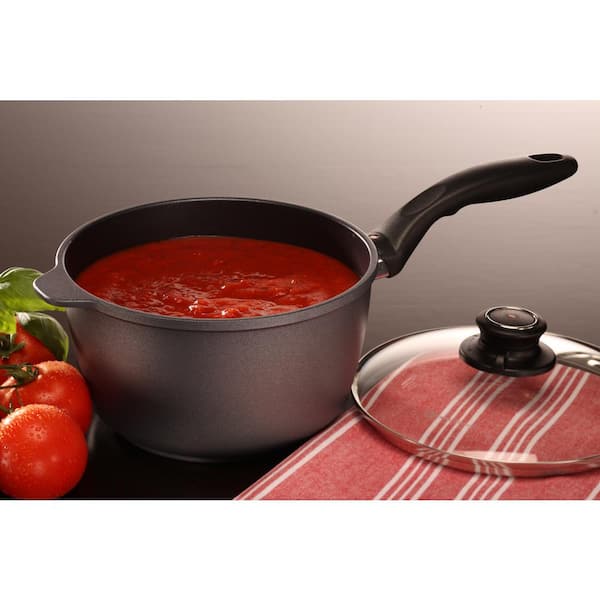 Swiss Diamond Premium Clad Induction Sauce Pan with Tempered Glass Lid,  6.3, 2.1 QT