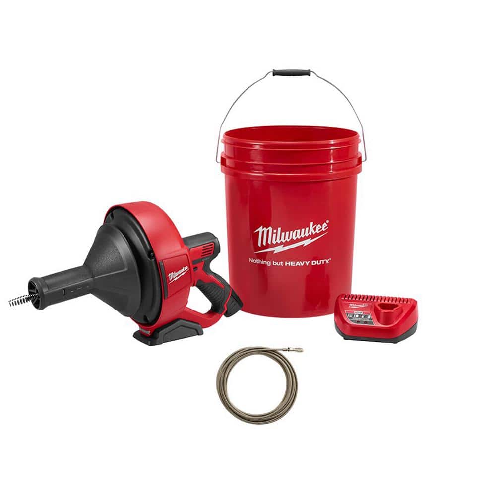 Milwaukee M12 12V Lithium-Ion Cordless Auger Snake Drain Cleaning Kit W/1/4 IN. X 25 FT. Inner Core Drop Head -  2571-21-2564