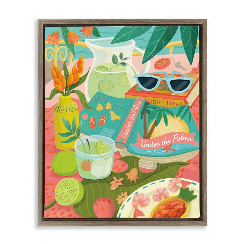 Tropical Drinks on Beach by Laura Watson Brown Floater Frame Food Graphic Art Print 21 in. x 17 in. price history on PriceWatchPro