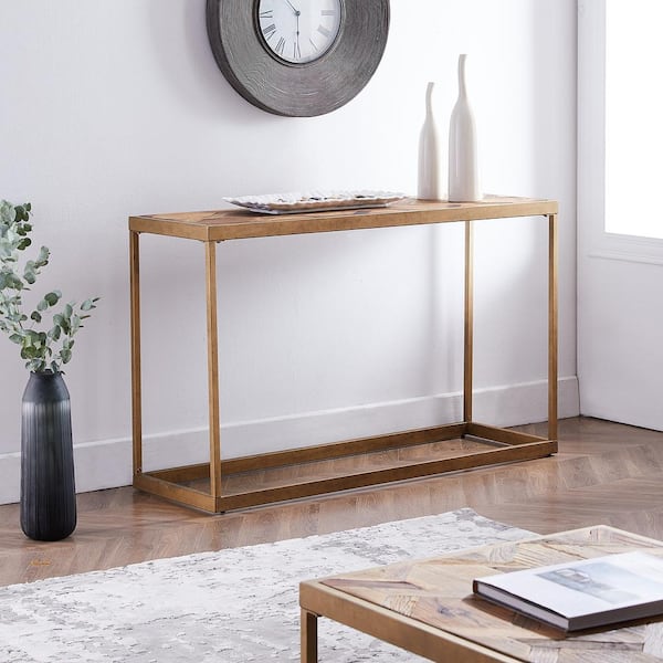 Southern Enterprises Silva 48 In, Distressed Wood And Metal Console Table