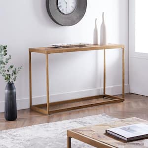 Silva 48 in. Natural Reclaimed Wood/Antique Brass Standard Rectangle Wood Console Table