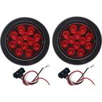 4 in. Pair of LED Round Stop Turn Tail Cable Indicator Lights with Black Rubber Grommet