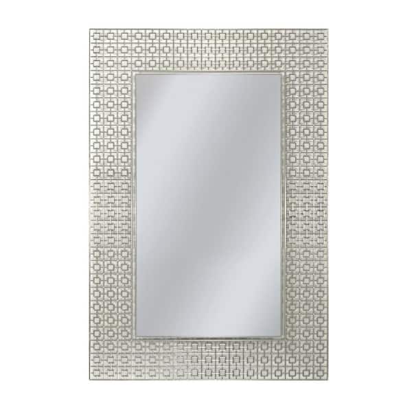 Deco Mirror 36 in. x 24 in. Etched Geometric Wall Mirror