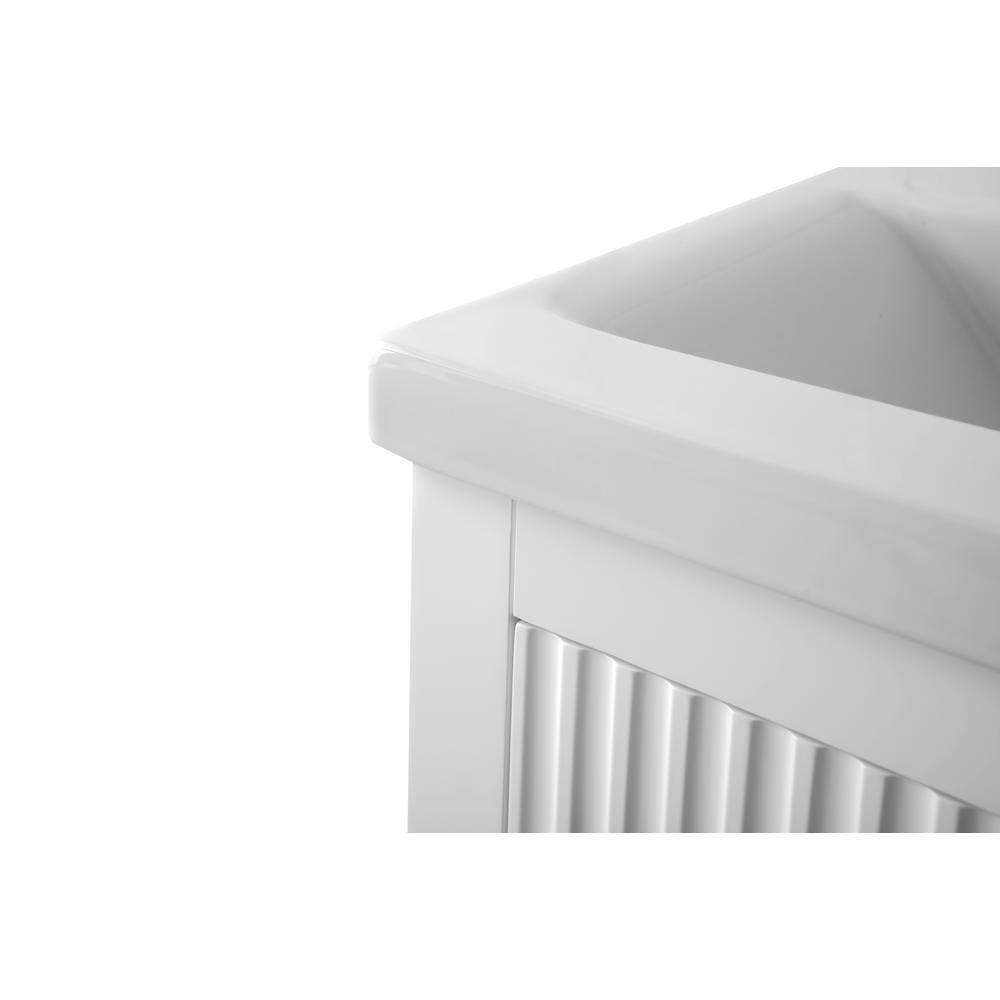 White and Gold Freestanding Single Bathroom Vanity with Ceramic Top