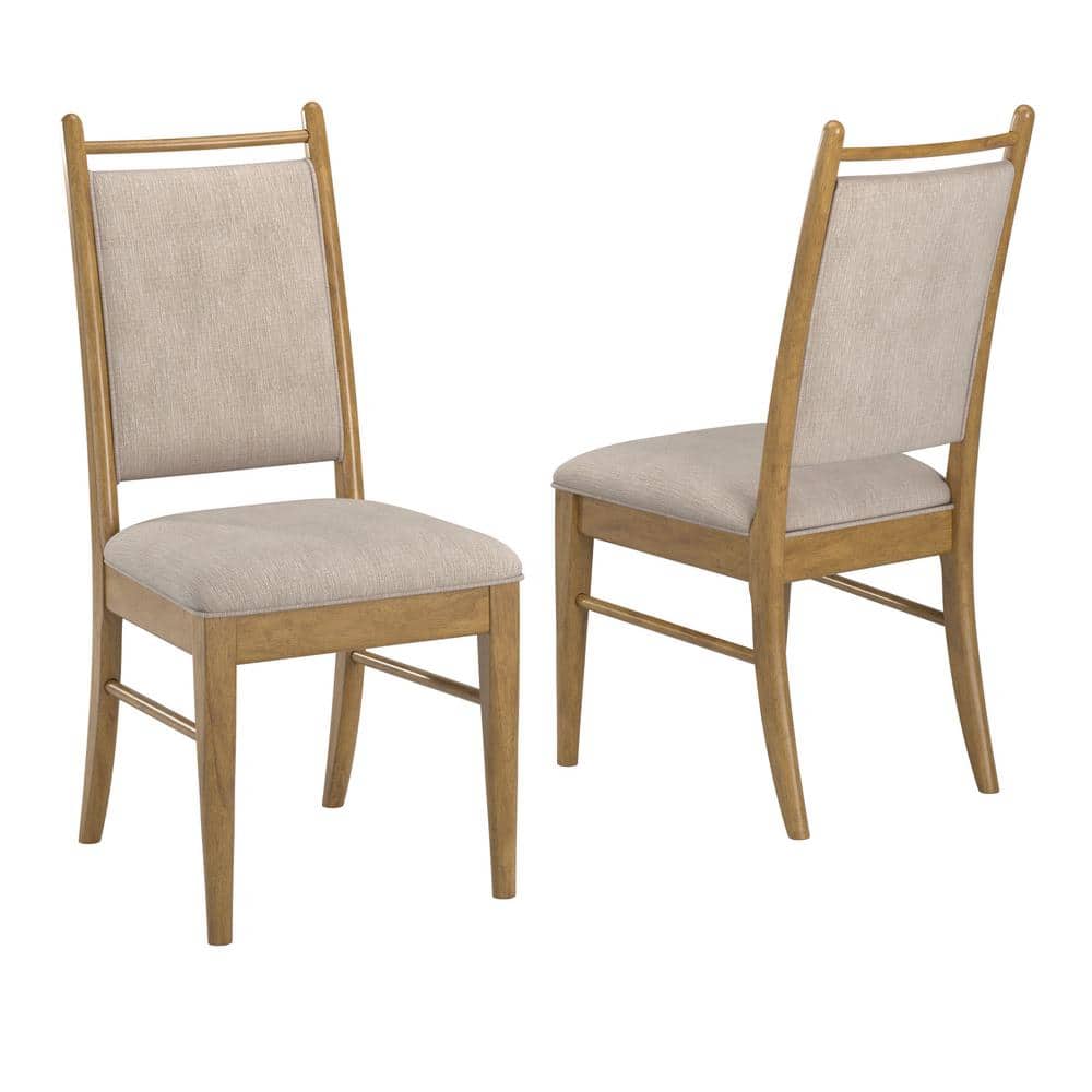 Oak Wood Finish Beige Fabric Dining Chair (Set of 2) price history on PriceWatchPro