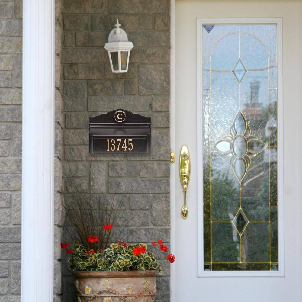 Colonial Black and Gold Aluminum Wall Mounted Mailbox