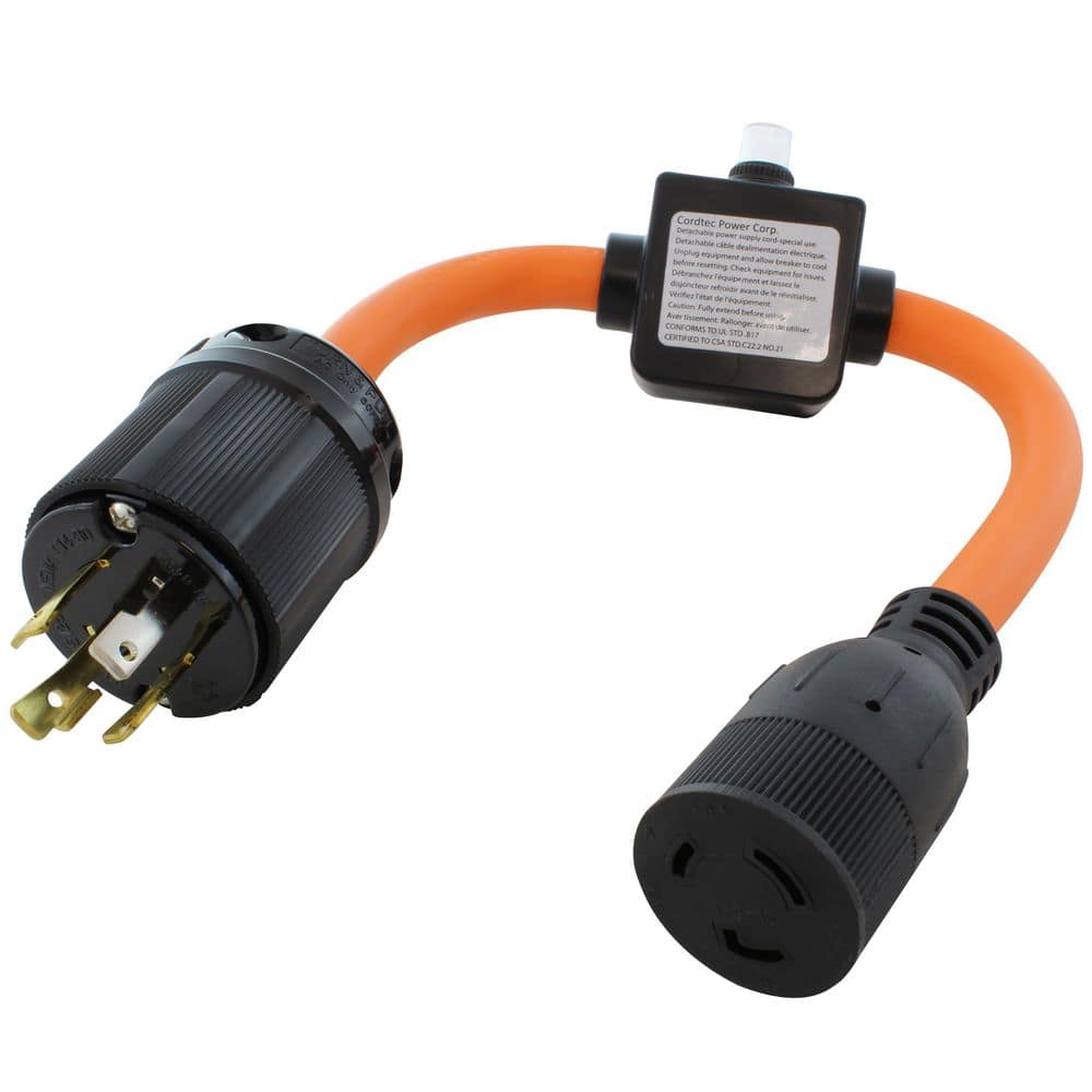 AC WORKS L14-30 Plug to L5-20 Connector with Inline 20A Breaker
