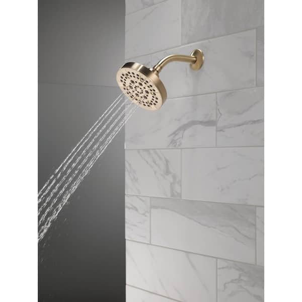 Gold 5-Spray Patterns 1.75 GPM 6 in. Wall Mount Fixed Shower Head in Champagne Bronze