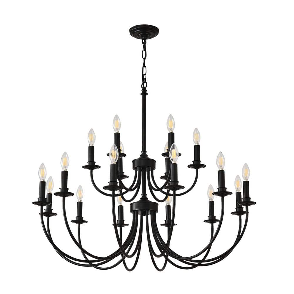 18-Light Black Farmhouse Chandeliers, 35-in Vintage Candle Large Chandelier for Entryway Kitchen Island Foyer price history on PriceWatchPro