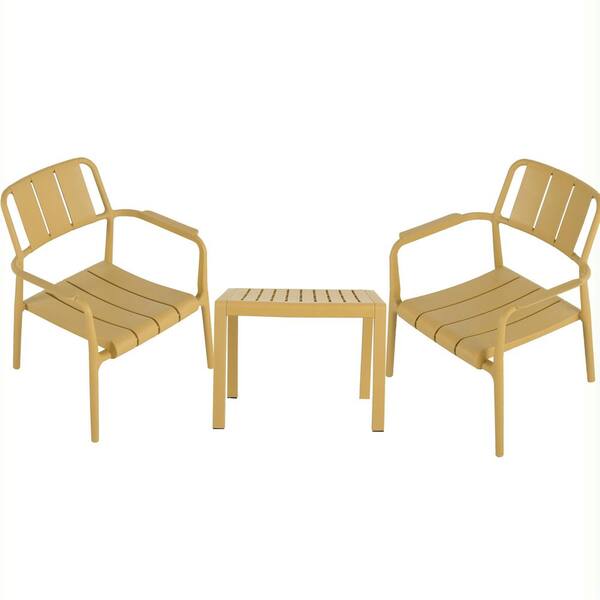 3-Piece Plastic Indoor/Outdoor Patio Conversation Sets, Brick Yellow