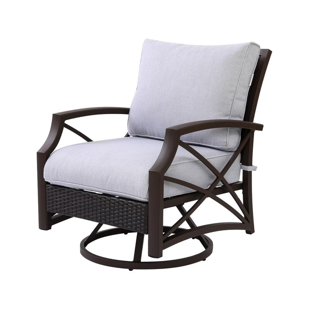 Kinger Home Rattan Wicker Outdoor Swivel Patio Lounge Chair with a
