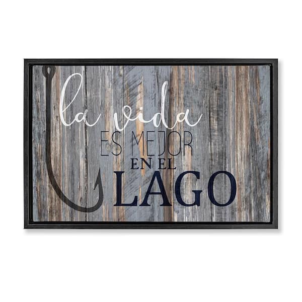 Stupell Industries Life at the Lake by Kim Allen Black Floater Frame Typography Graphic Art Print 21 in. x 31 in.