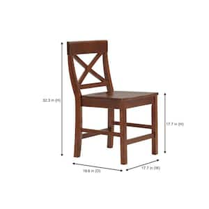 Cedarville Walnut Brown Wood Dining Chair with Cross Back (Set of 2) (19.42 in. W x 31.98 in. H)