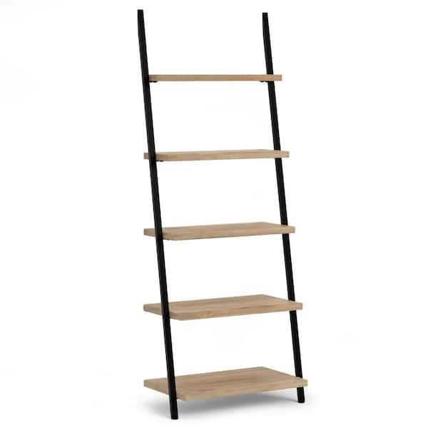 Trent 70 in. H Natural Solid Mango Wood 5-Shelf Ladder Shelf Bookcase