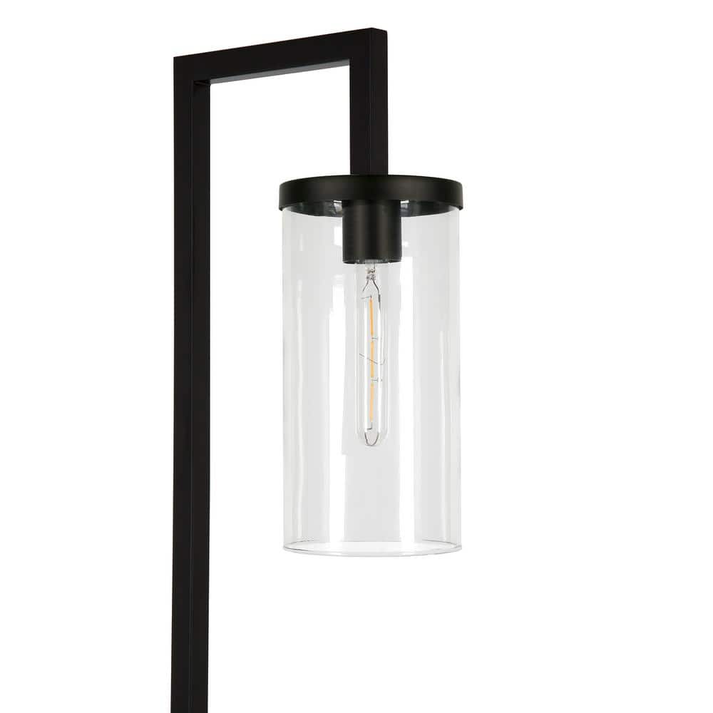 Malva Arc Blackened Bronze Floor Lamp with Clear Glass Shade