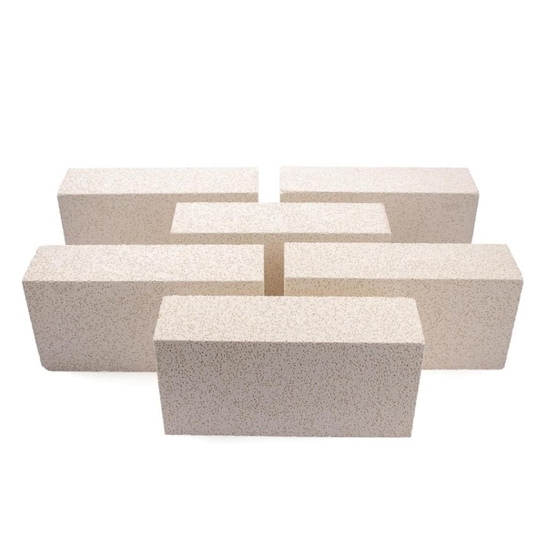 Angel SAR 9 in. x 4.5 in. x 2.5 in. 6 Pieces Alumina and Silicon Insulating Fire Brick for Oven Kilns Blacksmith Fireplaces Forges
