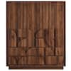 MODWAY Bulwark Walnut Brown MDF Wardrobe with Drawers
