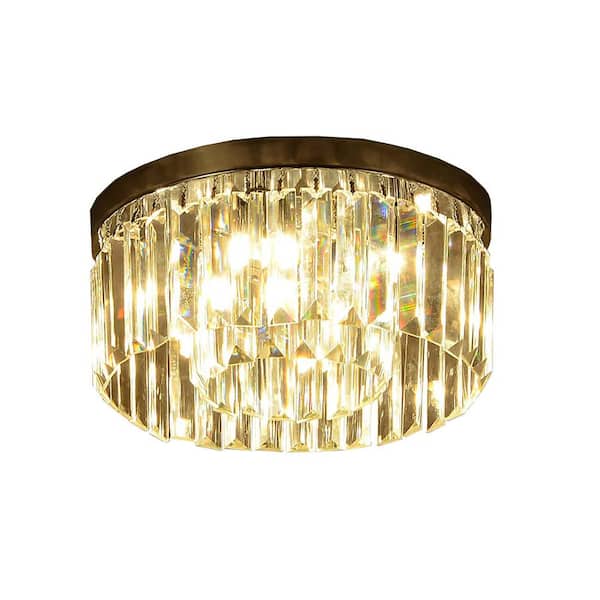 CIPACHO 11.81 in. 6-Lights Modern Transparent Small Crystal Flush Mount Light with No Bulbs Included