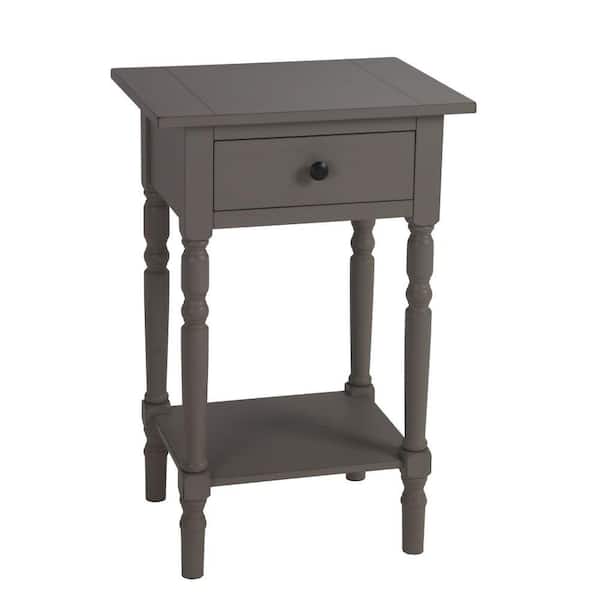 Benjara 14 in. Gray Rectangle Wood End Table with Slatted Top