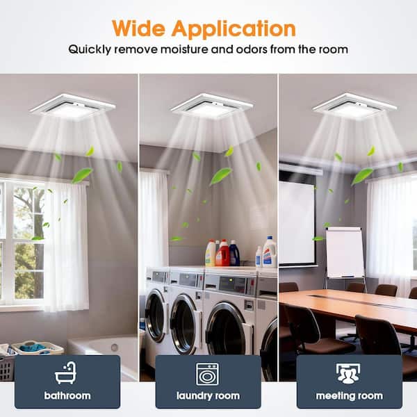 110 CFM Bathroom Exhaust Fan with Light, Quiet Ceiling Mount Square Vent Fan 1.0 Sones w/ 4 in. Duct for Shower and Bath