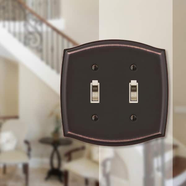 Vineyard 2 Gang Toggle Steel Wall Plate - Aged Bronze