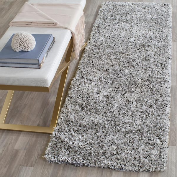 Malibu Shag Silver 2 ft. x 9 ft. Solid Runner Rug