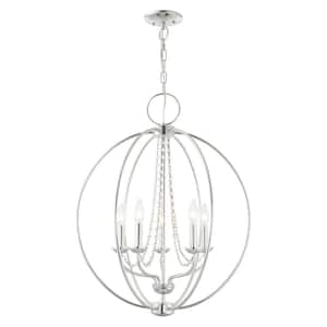 Delridge 5-Light Polished Chrome Globe Chandelier with Clear Crystals