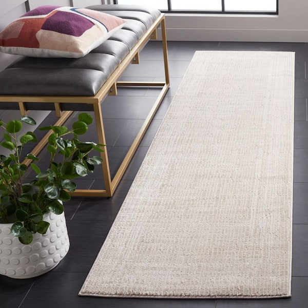 Continental 2 ft. x 8 ft. Ivory/Beige Ascending Basketweave Runner Rug