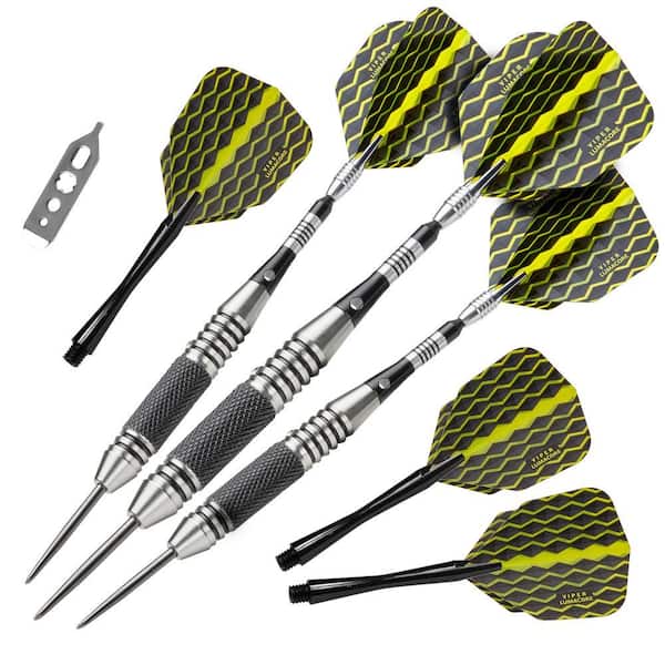 Viper The Freak 22 g Black and Yellow Knurled and Grooved Barrel Steel Tip Darts Set