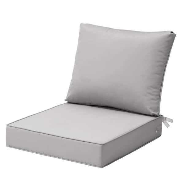 Pellebant 24 in. x 25 in. Deep Seating Patio Loveseat Cushion Outdoor Lounge Chair Cushion in Light Gray