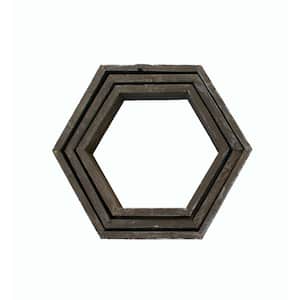 3-Piece Rustic Farmhouse Espresso Floating Hexagon Wall Shelf Set