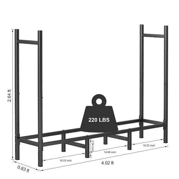 3.35 x 11.81 x 17.32 in. Firewood Rack, Outdoor Heavy Duty Metal Adjustable Fireplace Firewood Stacker