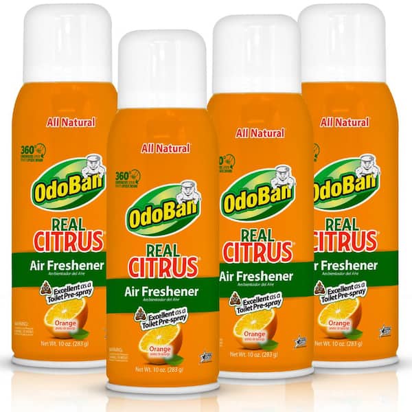 10 oz. Orange Real Citrus Air Freshener Spray, Natural Air Freshener for Home, Room Deodorizer and Toilet Spray (4-Pack)