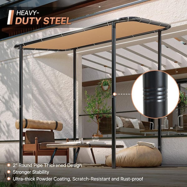 Sizzim 8 ft. x 5 ft. Brown Fabric Wall-Mounted Patio Cover with