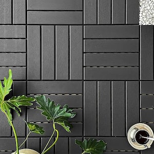 12 in W x 12 in. L Outdoor Patio Square Plastic PVC Interlocking Composite Flooring Deck Tiles (Pack of 36 Tiles)in Gray