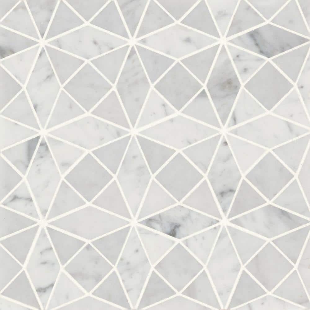 Monet Triangle 10 in. x 10 in. Honed White Carrara Marble Mosaic Tile (3.56 sq. ft./Carton) price history on PriceWatchPro