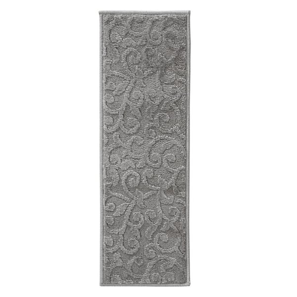 SUSSEXHOME Leaves Collection Gray 9 in. x 28 in. Polypropylene Stair Tread Cover (Set of 7)