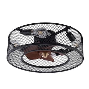20 in. Indoor Retro Industrial Black Caged Ceiling Fan with Light Kit and Remote Control