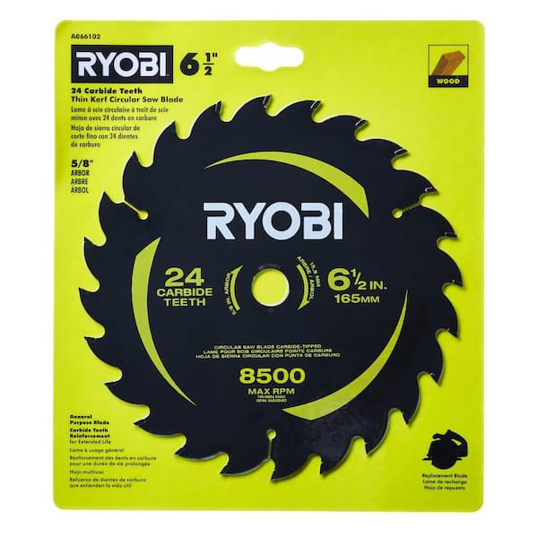 RYOBI 6 1 2 in. Thin Kerf 24 Teeth Circular Saw Carbide Blade 1 Piece A066102 The Home Depot