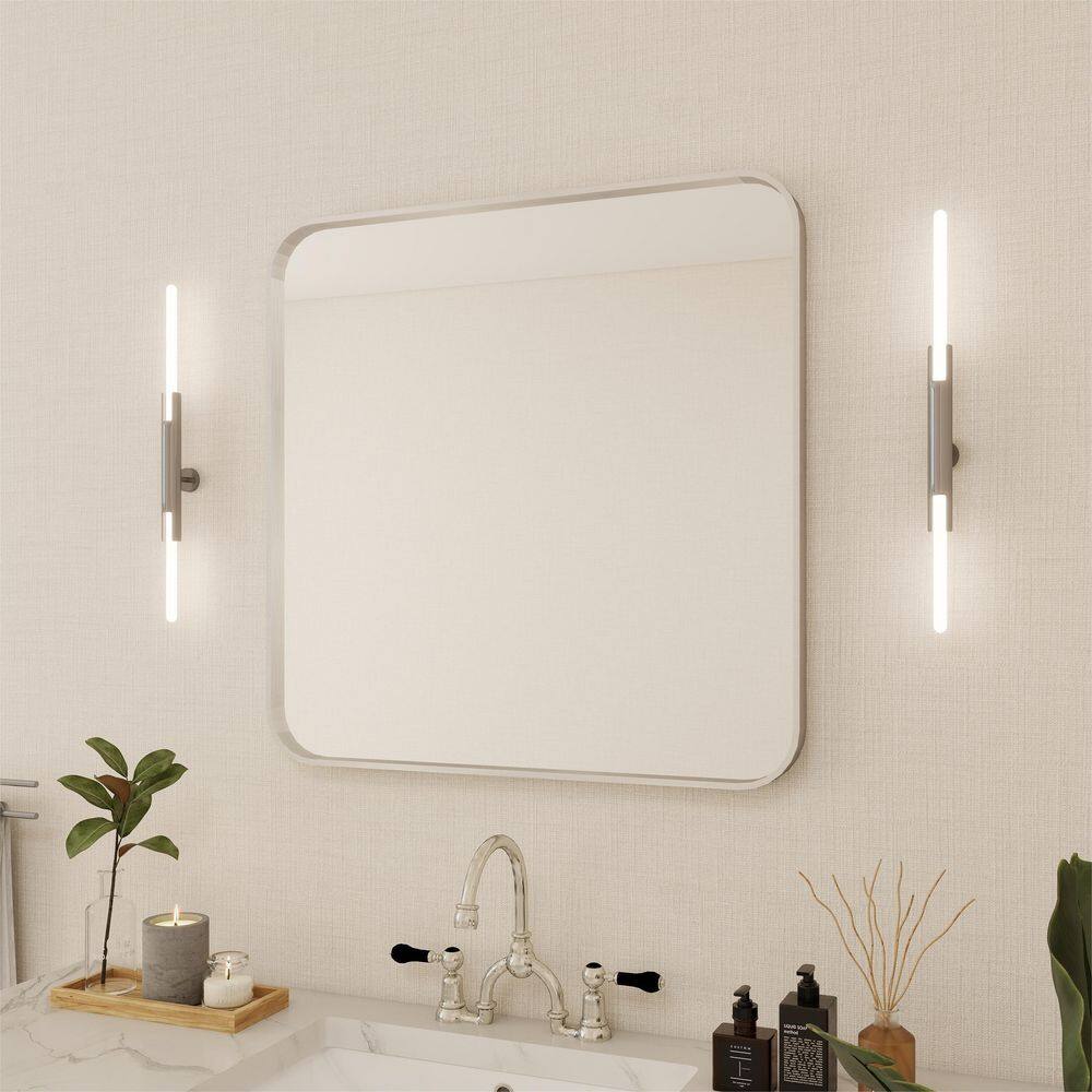 30 in. W x 30 in. H Rectangular Aluminum Framed Wall Bathroom Vanity Mirror in Silver price history on PriceWatchPro