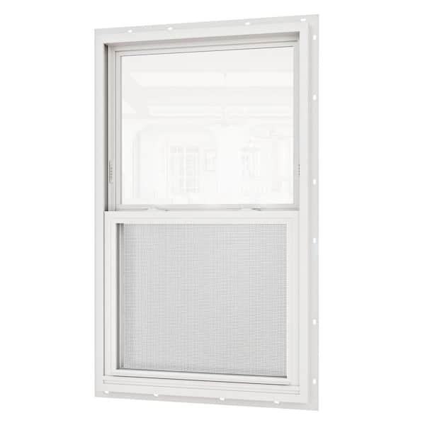 36 in. x 48 in. 87-Series Triple Glazed Single Hung Vinyl Window with Tempered Glass, White