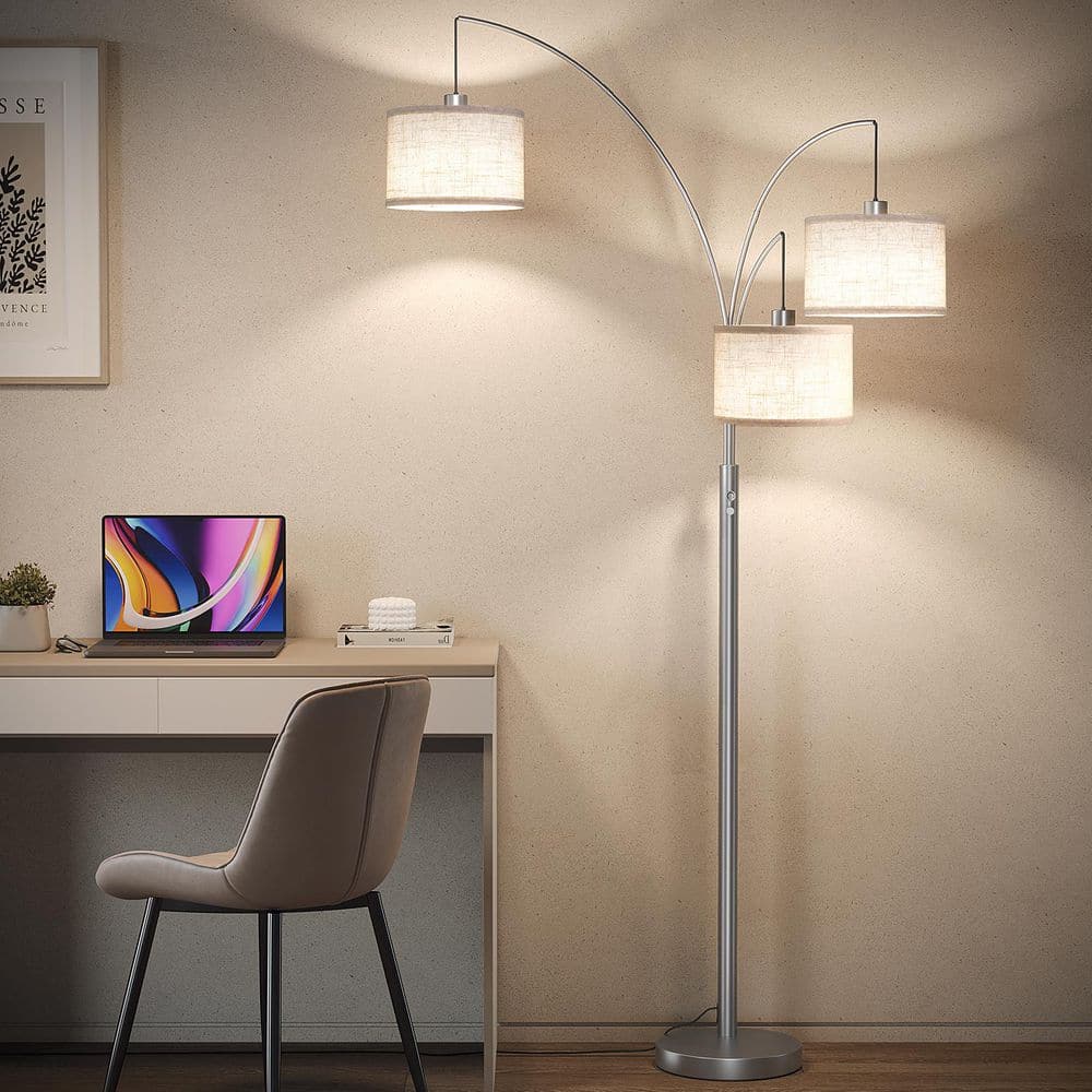 78 in. Silver Arc Floor Lamp for Living Room, 3 Lights Lamp with Hanging Drum Shade, Modern Floor Lamps with Heavy Base price history on PriceWatchPro