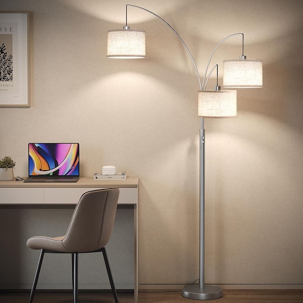 SUNMORY 78 in. Silver Arc Floor Lamp for Living Room, 3 Lights Lamp ...