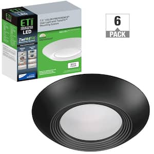 5 in./6 in. Disk Light with Black Trim Cover Integrated LED Flush Mount Ceiling Light 3000K Soft White (6-Pack)