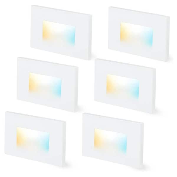120V LED Indoor Outdoor Step Lights Dimmable 3 Color Temperature 3W Stairway Remote Wall Mounted Decor 6 Pack