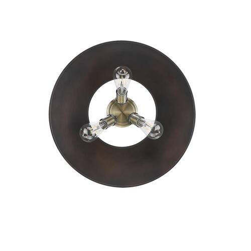 Orwell 18.75 in. 3-Light Aged Brass and Rubbed Bronze Flush Mount Golden Lighting Flush Mount Ceiling Lights