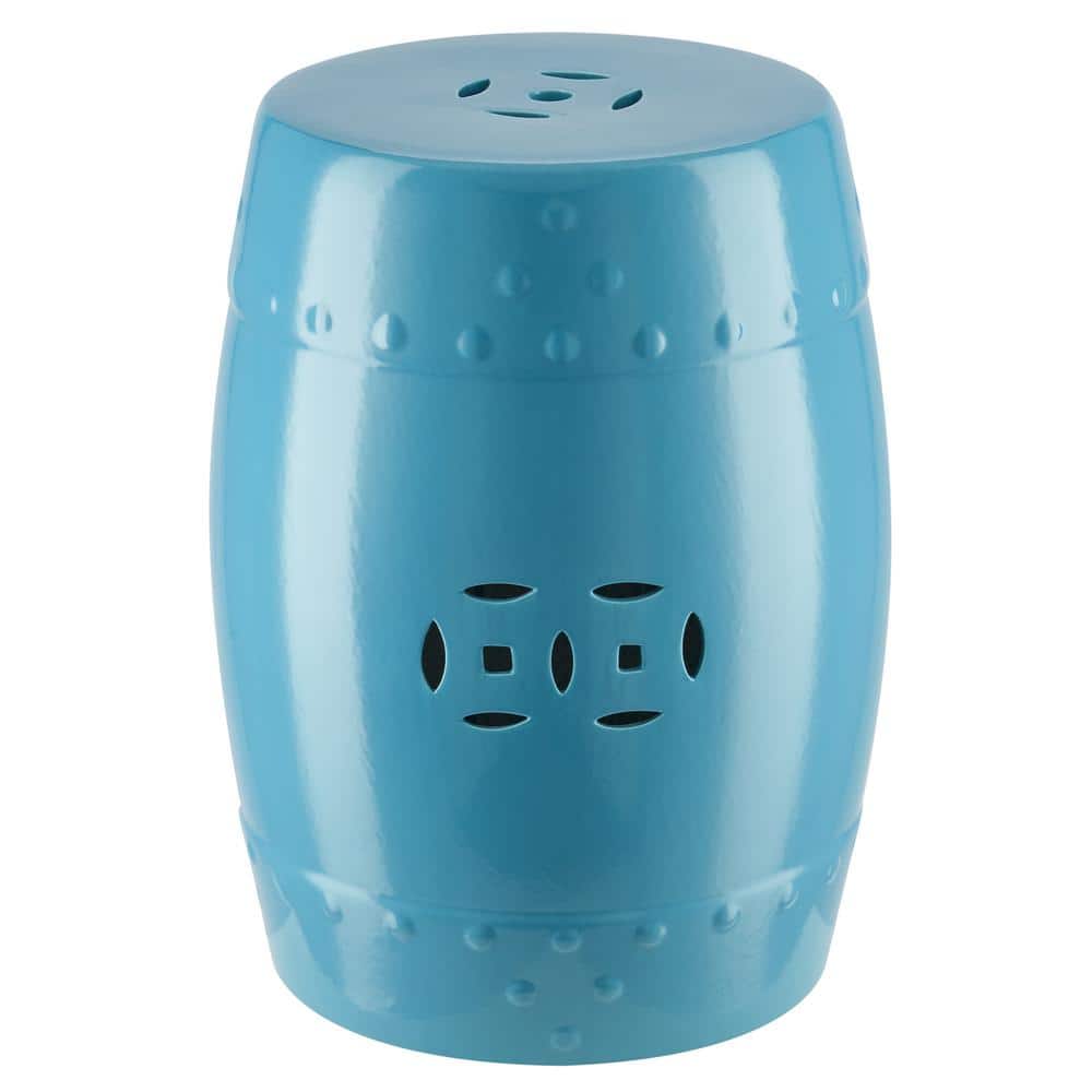 Merra 12 in. Blue Round Modern Ceramic End Table Stool XYC202063BNHD