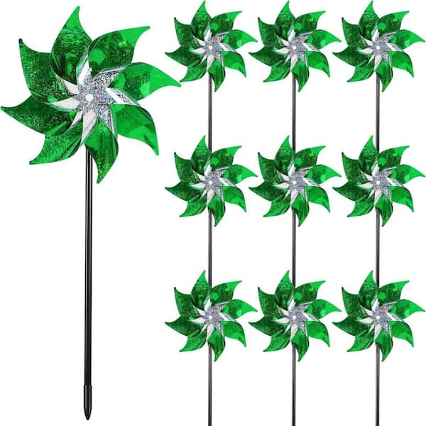 10-Pack Reflective Windmills with Stakes, Super Shiny Windmills for Garden Decoration, Bird Repellent Device
